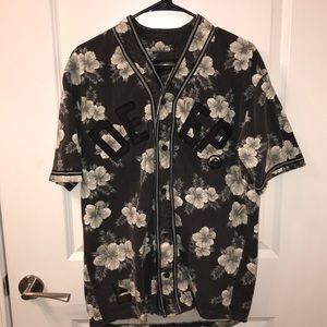 10 Deep stealing home baseball jersey black floral